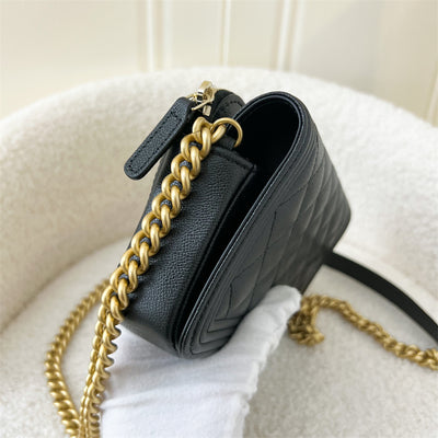 Chanel Boy Phone Holder with Chain in Black Caviar GHW