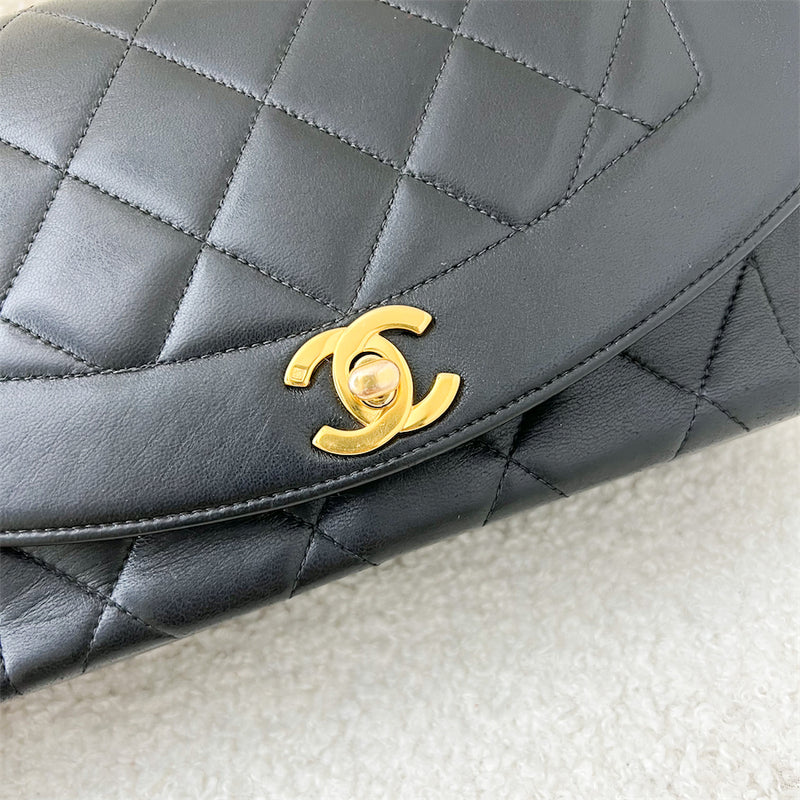 Chanel Small 22cm Diana Flap in Black Lambskin and 24K GHW