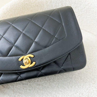 Chanel Small 22cm Diana Flap in Black Lambskin and 24K GHW