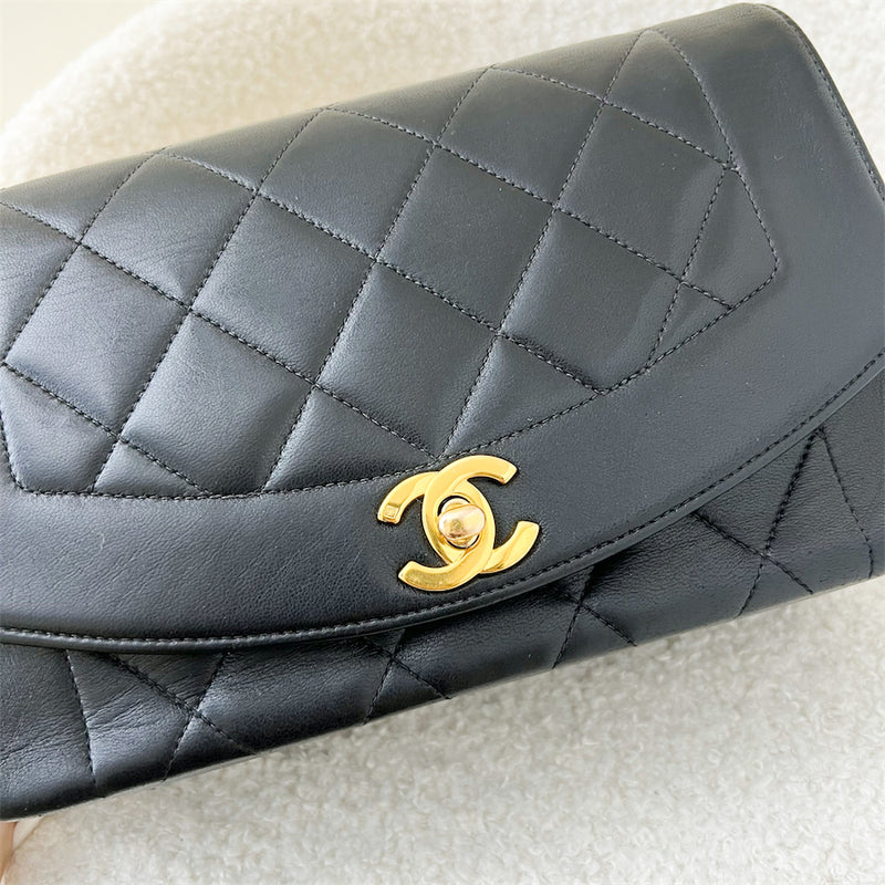 Chanel Small 22cm Diana Flap in Black Lambskin and 24K GHW