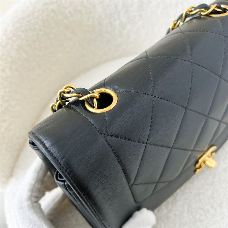 Chanel Small 22cm Diana Flap in Black Lambskin and 24K GHW