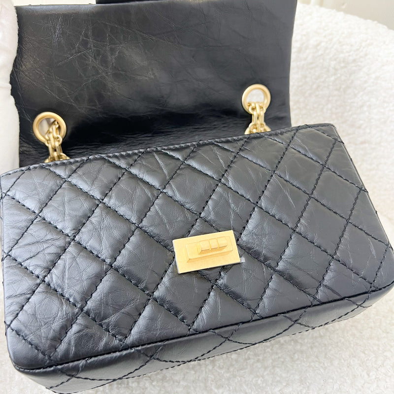 Chanel Classic Reissue Mini Flap in Black Distressed Calfskin AGHW