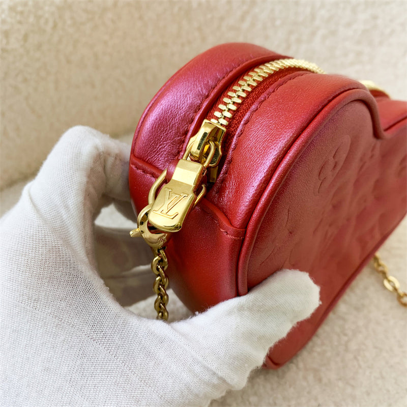 LV Heart on Chain in Lipstick Red Embossed Lambskin GHW