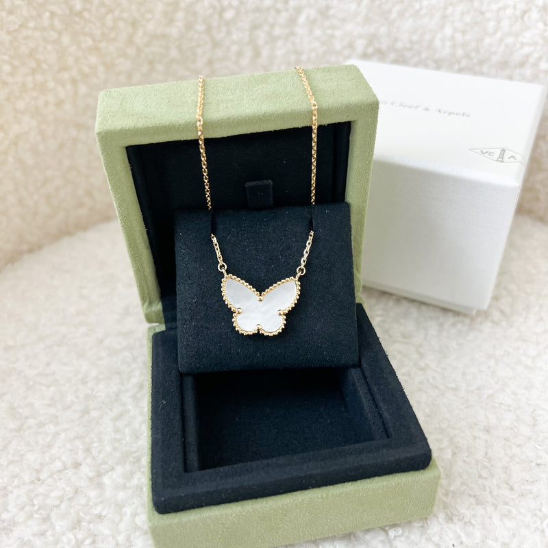 Van Cleef & Arpels VCA Lucky Alhambra Butterfly Pendant with White MOP in 18K Yellow Gold