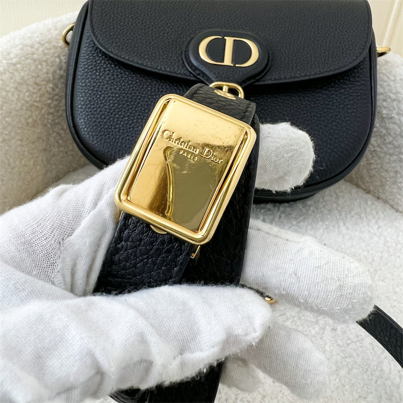 Dior Medium Bobby Bag in Black Grained Leather and GHW