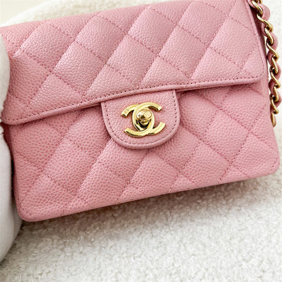 Chanel Vintage Square Mini Flap in Sakura Pink Caviar and 24K GHW