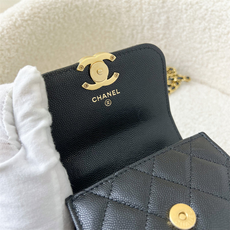 Chanel 22K Coco First Mini Clutch with Chain in Black Caviar LGHW