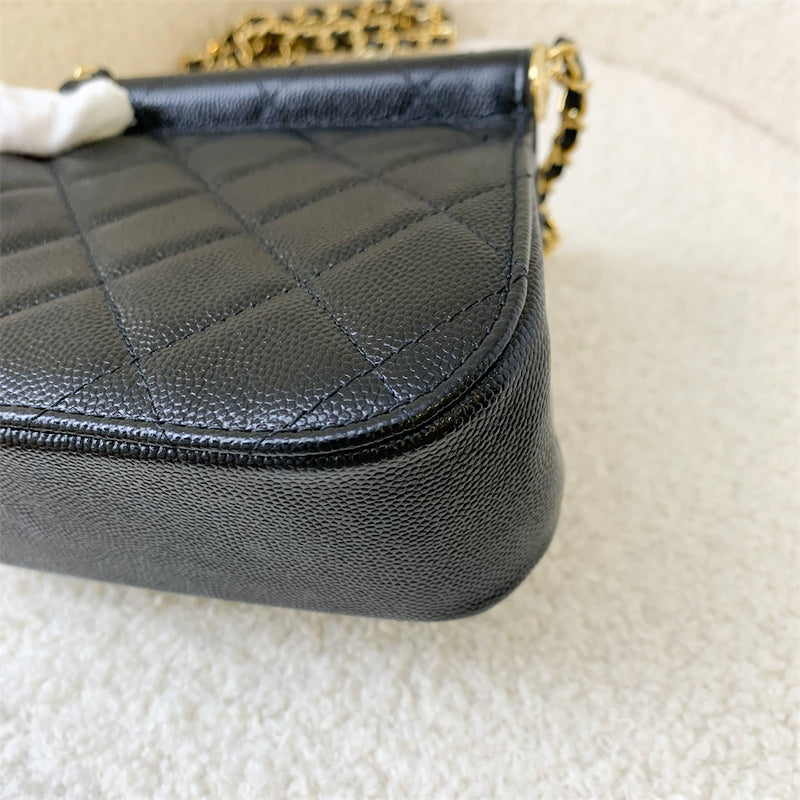 Chanel 22K Micro Clutch with Chain in Black Caviar GHW