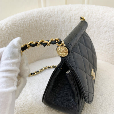 Chanel 22K Micro Clutch with Chain in Black Caviar GHW