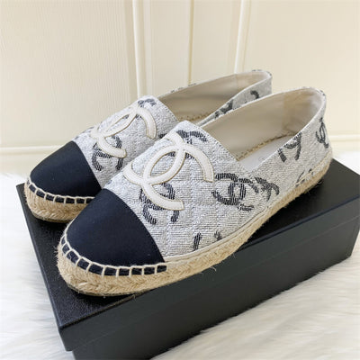 Chanel Espadrilles in Light Grey Denim Sz 39