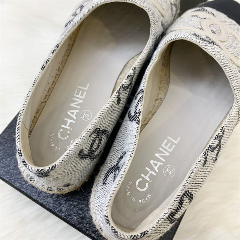 Chanel Espadrilles in Light Grey Denim Sz 39