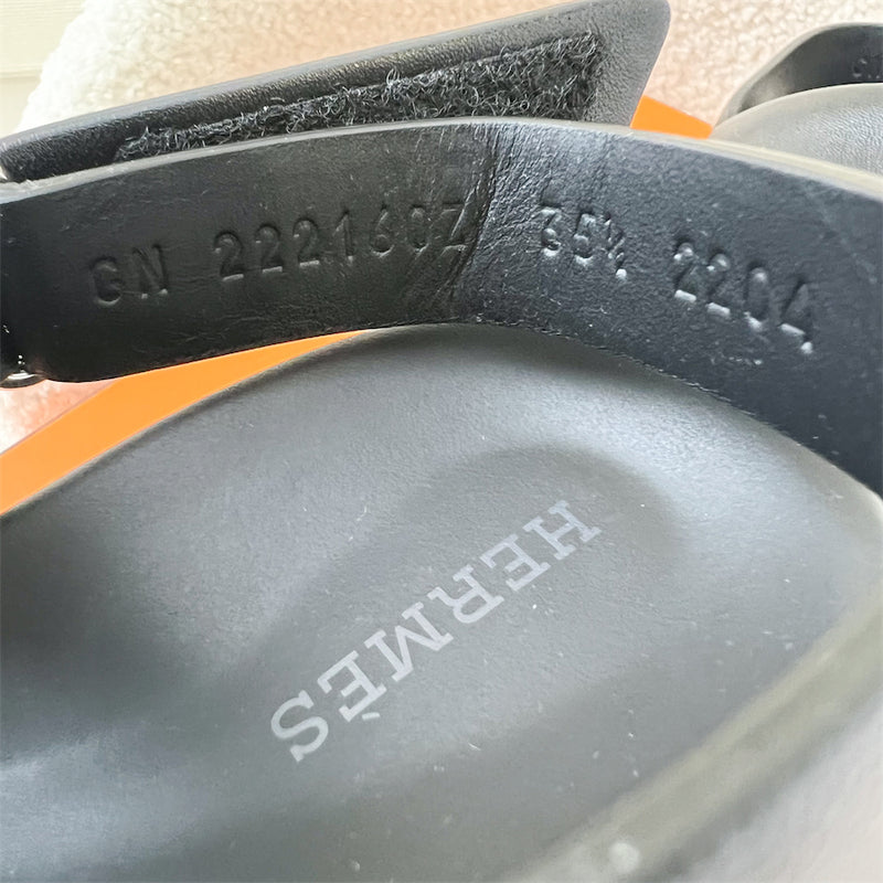 Hermes Electric Sandal in Black Calfskin Sz 35.5