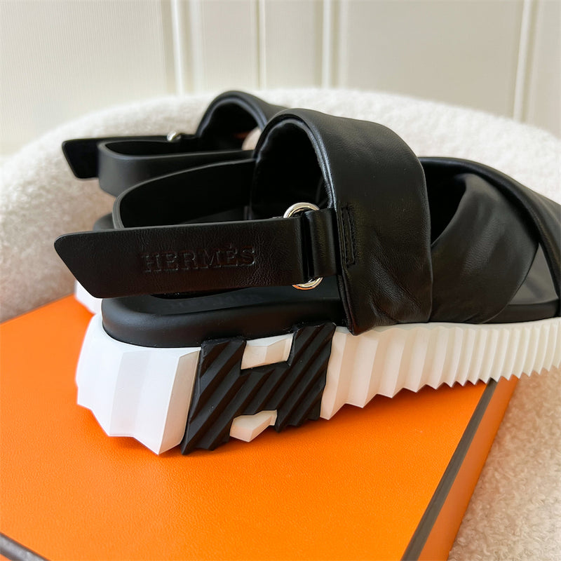 Hermes Electric Sandal in Black Calfskin Sz 35.5