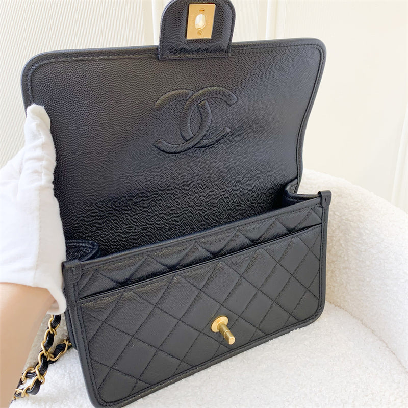 Chanel 22A Black Caviar Small Coco Top Handle Flap Bag – LuxuryPromise