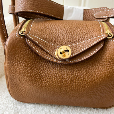 Hermes Mini Lindy in Gold Clemence Leather GHW