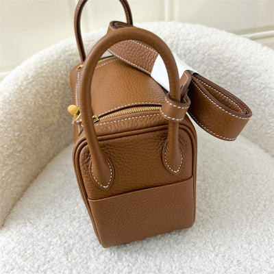 Hermes Mini Lindy in Gold Clemence Leather GHW