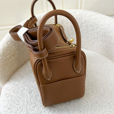Hermes Mini Lindy in Gold Clemence Leather GHW