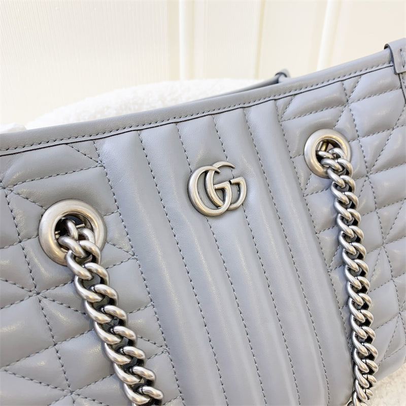 Gucci GG Marmont Small Tote Bag in Grey Leather RHW