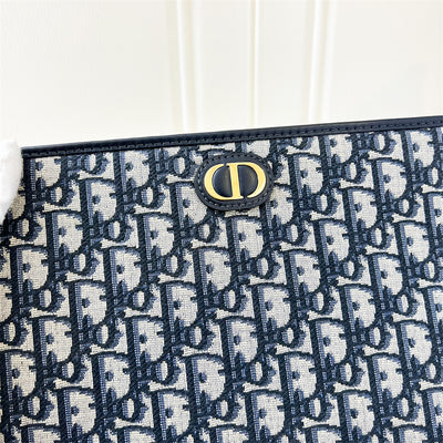 Dior 30 Montaigne Pouch / Clutch in Blue Oblique Canvas GHW