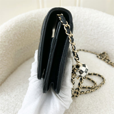 Chanel 23C Pearl Crush Wallet on Chain WOC in Black Lambskin LGHW