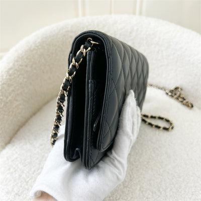 Chanel 23C Pearl Crush Wallet on Chain WOC in Black Lambskin LGHW