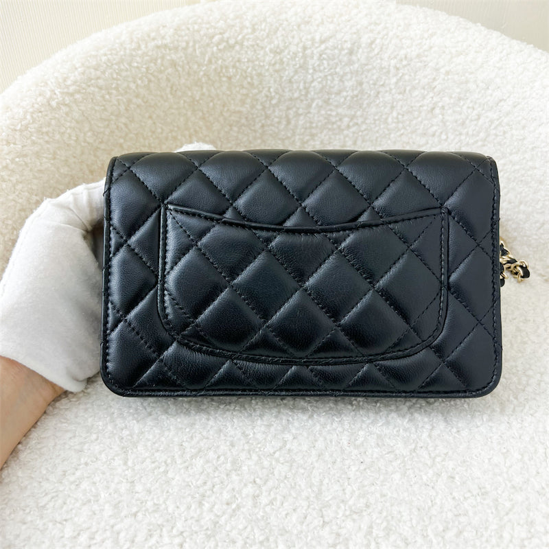 Chanel 23C Pearl Crush Wallet on Chain WOC in Black Lambskin LGHW