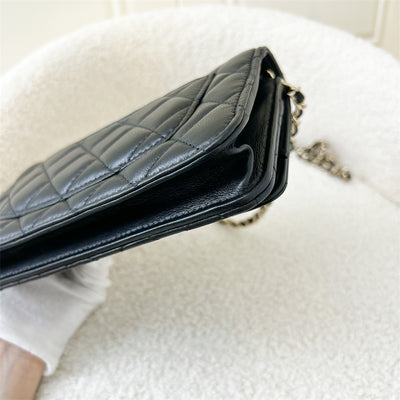 Chanel 23C Pearl Crush Wallet on Chain WOC in Black Lambskin LGHW