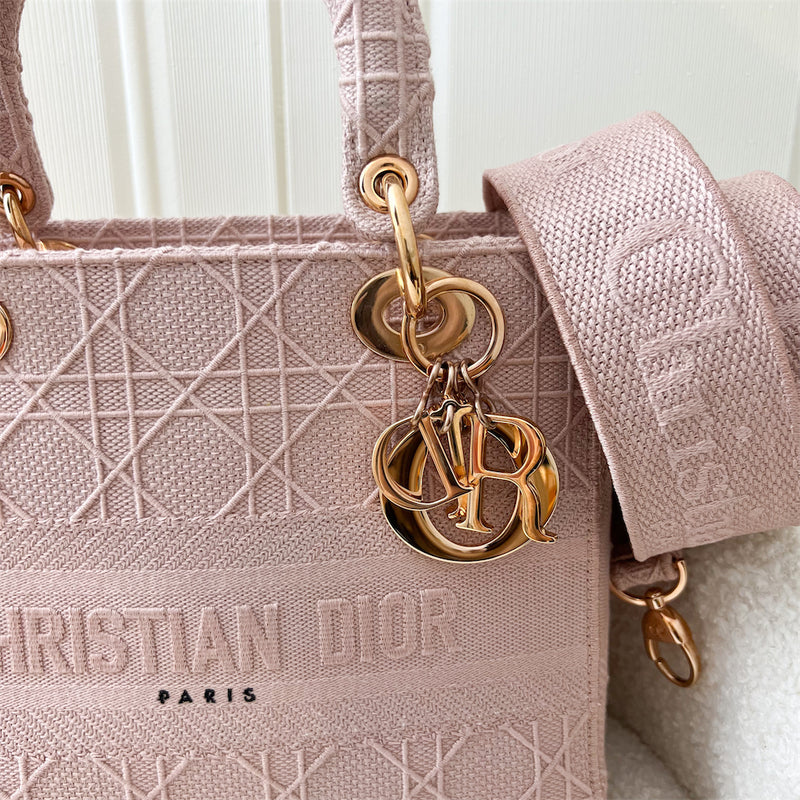 Dior Medium Lady D-Lite in Rosewood Pink Cannage Embroidery and RGHW