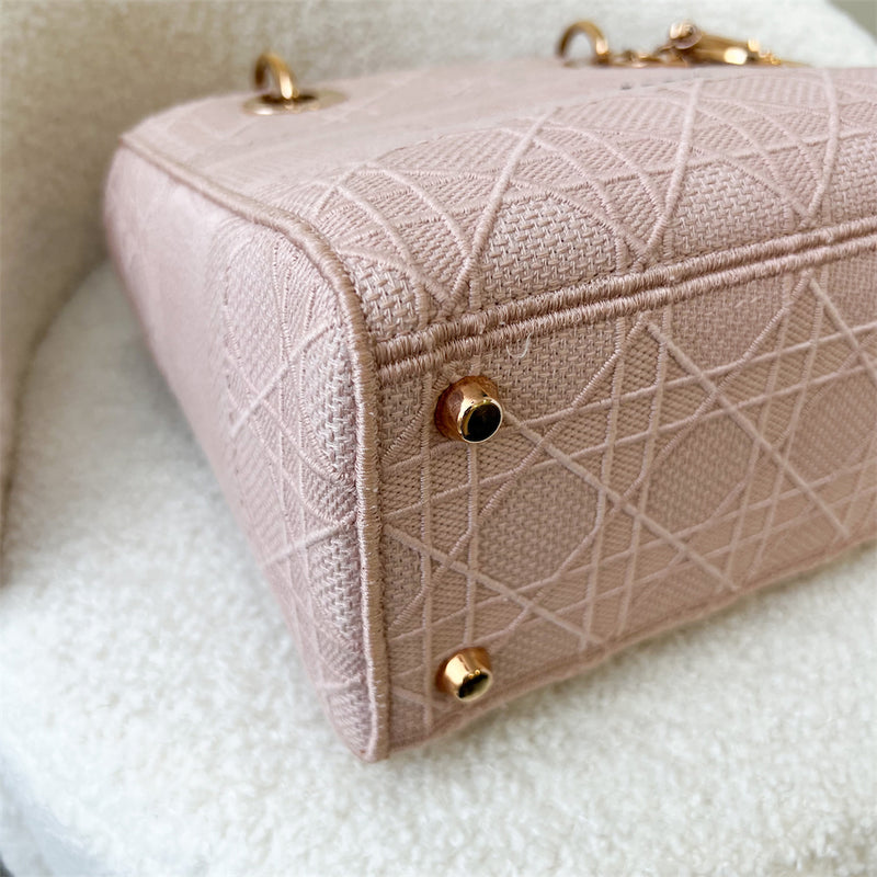 Dior Medium Lady D-Lite in Rosewood Pink Cannage Embroidery and RGHW