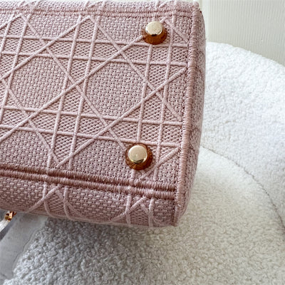 Dior Medium Lady D-Lite in Rosewood Pink Cannage Embroidery and RGHW