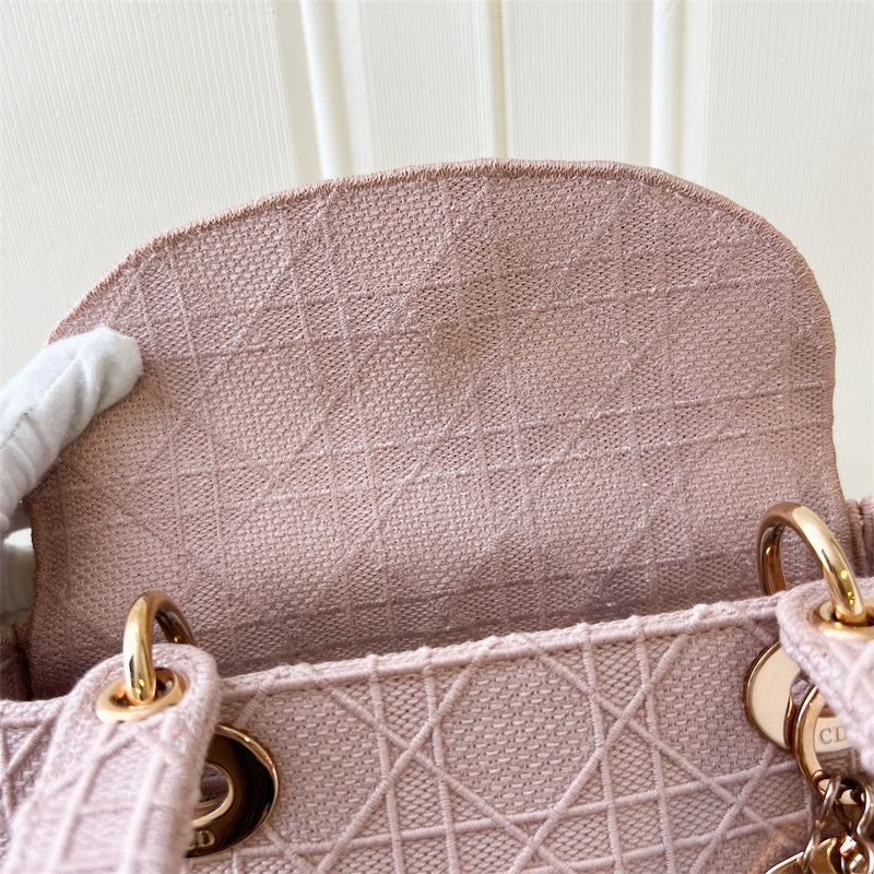 Dior Medium Lady D-Lite in Rosewood Pink Cannage Embroidery and RGHW