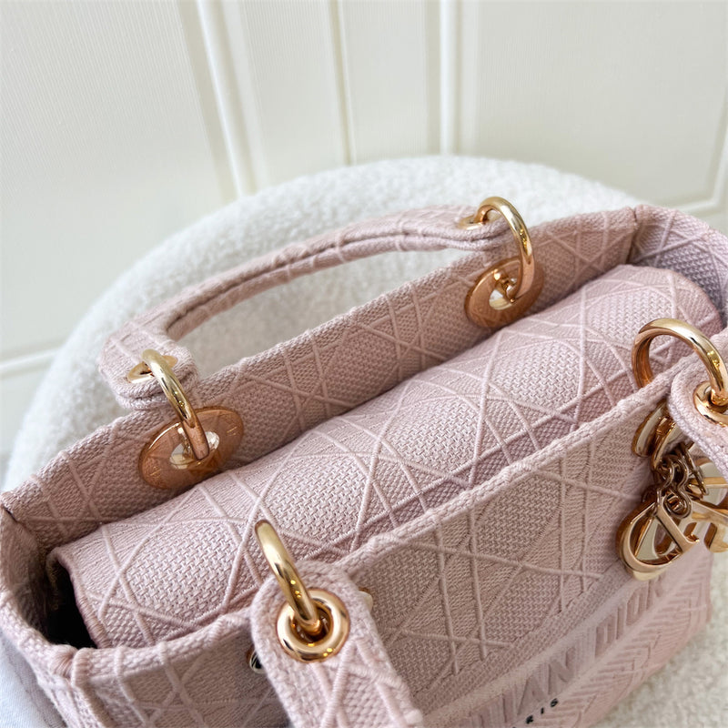 Dior Medium Lady D-Lite in Rosewood Pink Cannage Embroidery and RGHW