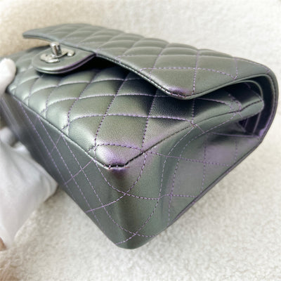 Chanel Medium Classic Flap CF in Iridescent Purple Lambskin and Dark SHW