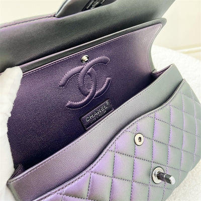 Chanel Medium Classic Flap CF in Iridescent Purple Lambskin and Dark SHW