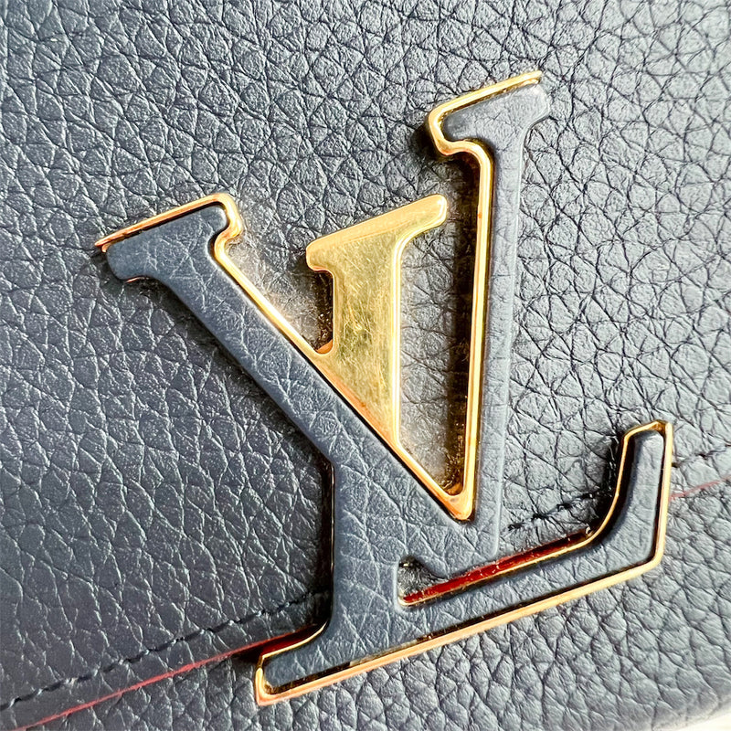 LV Capucines Wallet in Marine Rouge Grained Calfskin and GHW