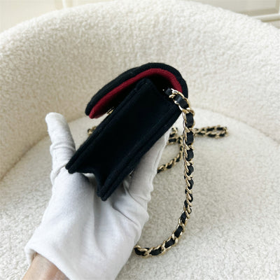 Chanel 2022 VIP Clutch on Chain in Black Jersey and LGHW