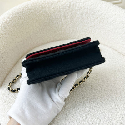 Chanel 2022 VIP Clutch on Chain in Black Jersey and LGHW