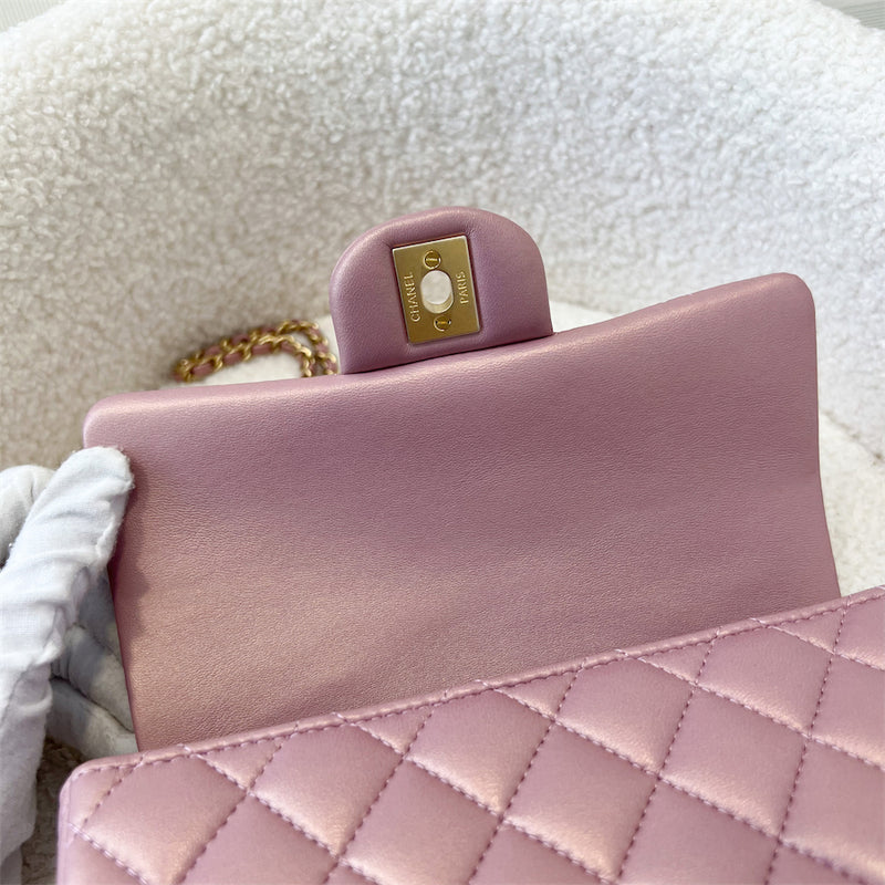 Chanel Top Handle Mini Rectangle Flap in Pink Lambskin AGHW