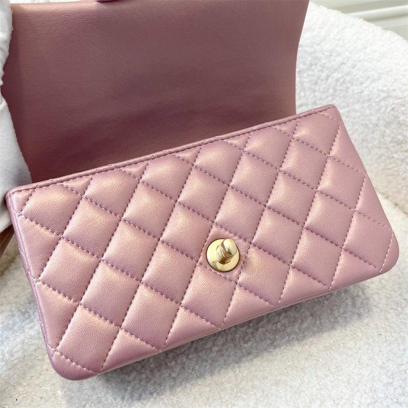 Chanel Top Handle Mini Rectangle Flap in Pink Lambskin AGHW