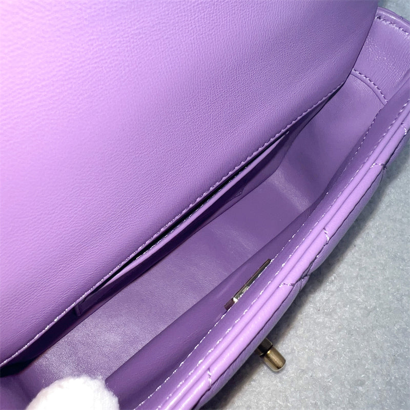 Chanel 22P Pending CC Mini Flap Bag in Purple Lambskin AGHW