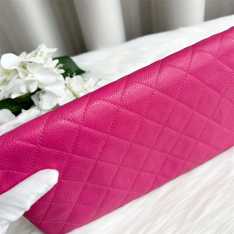 Chanel Quilted Foldover CC Clutch in Pink Caviar SHW
