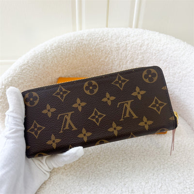 LV Clemence Long Wallet in Monogram Canvas and Pink Interior