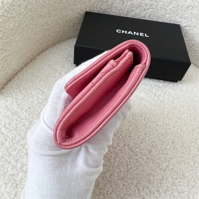 Chanel Boy Snap Card Holder in Pink Caviar AGHW