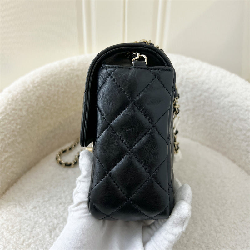 Chanel 23P Square Mini Flap in Black Lambskin LGHW