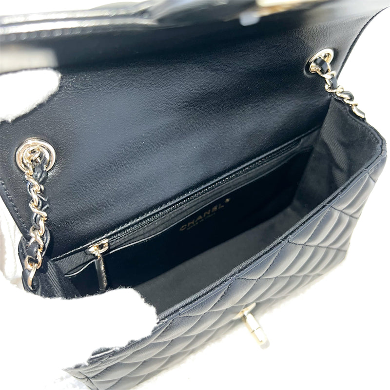 Chanel 23P Square Mini Flap in Black Lambskin LGHW