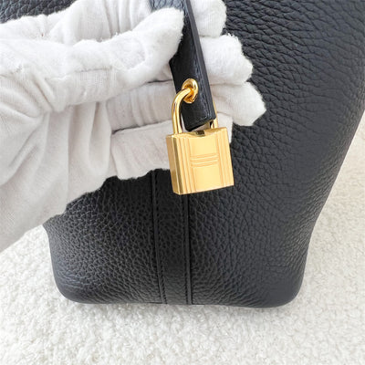 Hermes Picotin Lock 18 in Black Clemence Leather GHW