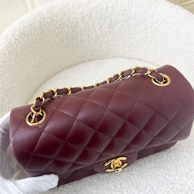 Chanel Classic Mini Rectangle Flap in 15B Burgundy Red Lambskin GHW