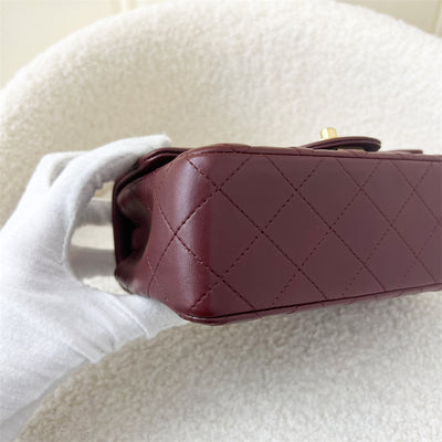 Chanel Classic Mini Rectangle Flap in 15B Burgundy Red Lambskin GHW