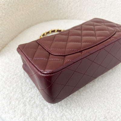 Chanel Classic Mini Rectangle Flap in 15B Burgundy Red Lambskin GHW