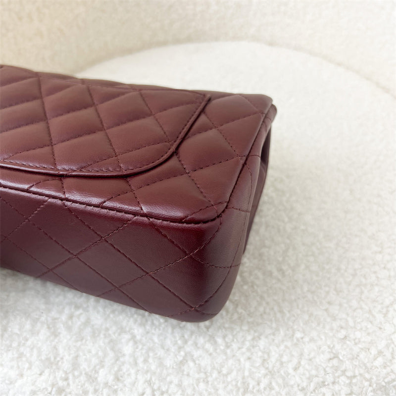 Chanel Classic Mini Rectangle Flap in 15B Burgundy Red Lambskin GHW